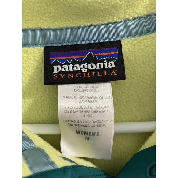 VTG PATAGONIA MADE IN USA Snap Women's Synchilla Fleece Pullover Yellow Size M - Picture 4 of 9
